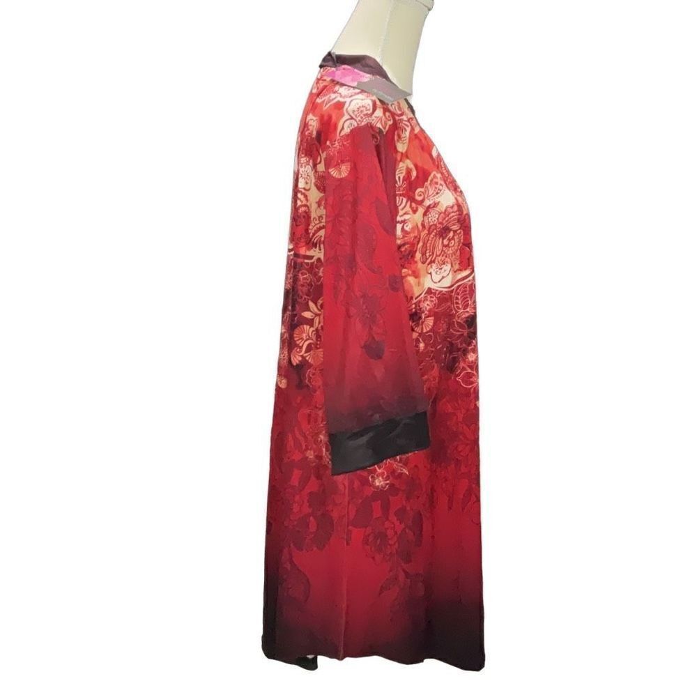 NWT Azalea by Firmiana Red Black Floral V Neck Tunic Blouse Size 1X - Picture 3 of 5